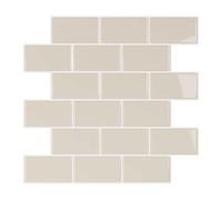 VEELIKE Glossy Beige Wall Tiles Self Adhesive Backsplash for Kitchen Tile Stickers 6 Pieces Beige Stick on Wall Tiles Bathroom Laundry Room Waterproof Kitchen Splashbacks for Walls 30.5cm × 30.5cm