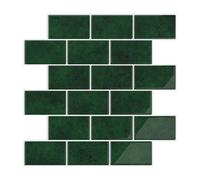 VEELIKE Glossy Forest Green Peel and Stick Wall Tiles 6 Pieces Stick on Tiles for Kitchen Backsplash Self Adhesive Bathroom Tile Stickers Splash Back Laundry Waterproof Removable 30.5 cm x 30.5 cm