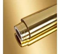 VEELIKE Gold Mirror Stickers Metallic Reflective Wallpaper Self Adhesive Mirror Wall Stickers 40cm×300cm Luxury Gold Wallpaper Sticky Back Plastic Roll Vinyl Wrap for Kitchen Worktop Bedroom Removable