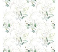 VEELIKE Green and Gold Leaf Wallpaper Leaves Boho White Floral Wallpaper Botanical Wall Art Deco Wall Paper Roll Patterned Leaves Contact Paper for Bedroom Bathroom Nursery Removable 44.5cmx300cm