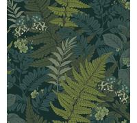 VEELIKE Green Fern Forest Wallpaper Self Adhesive Dark Tropical Leaf Contact Paper Butterflies Botanical Wallpaper for Bedroom Patterned Wall Paper Vintage Wall Mural Bathroom Cabinets 44.5cm×300cm