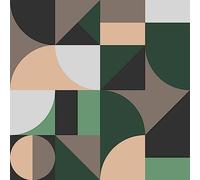 VEELIKE Green Geometric Wallpaper Self Adhesive Wallpaper Vintage Abstract Colourful Arthouse Wall Paper for Bedroom Bedroom Hallway Boho Art Deco Contact Paper Vinyl Wrap for Furniture 44.5cm×300cm