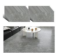 VEELIKE Grey Floor Tiles Self Adhesive Marble Vinyl Flooring Waterproof Kitchen Living Room Bedroom 1.5mm 60cm×30cm 12 Pieces