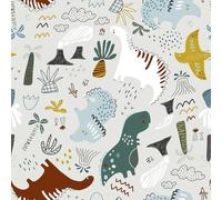 VEELIKE Grey Kids Wallpaper Cute Hand Draw Dinosaurs Wallpaper for Boys Room Playroom Classroom 44.5 cm × 300 cm Animal Wall Paper Grey Contact Paper Peel and Stick Wall Mural Removable Cabinets