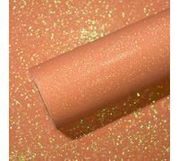 VEELIKE Iridescent Orange Glitter Wallpaper Glamour Glitter Fabric Roll Orange Sparkle Contact Paper for Furniture Sticker Self Adhesive Girls Wallpaper for Bedroom Dressing Table Covering 40cm×300cm
