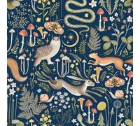 VEELIKE Navy Blue Animal Wallpaper Tropical Floral Wallpaper Self Adhesive Jungle Wall Mural 44.5 cm x 300 cm Art Deco Wall Paper Forest Patterned Sticky Back Plastic for Bedroom Nursery Living Room