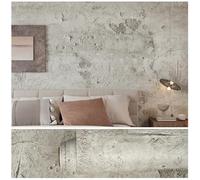 VEELIKE Old Cracked Beige Concrete Wallpaper Peel and Stick Grey White Cement Wallpaper Self Adhesive Textured Industrial Wall Paper for Bedroom Living Room Accent Wall Removable Waterproof 40cmx300cm