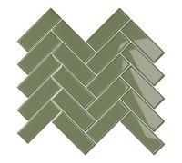 VEELIKE Olive Green Peel and Stick Wall Tile Herringbone Kitchen Wall Tiles Self Adhesive 12 Sheets Removable Kitchen Splashbacks for Walls Bathroom Waterproof Renter Friendly 30.5 cm × 30.5 cm