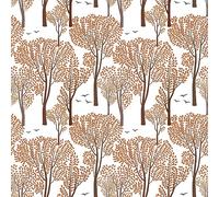 VEELIKE Orange Tree Wallpaper Peel and Stick Wallpaper Vintage Woodland Wallpaper Forest Wallpaper Self Adhesive Wall Mural Orange Floral Wallpaper for Bathroom Bedroom Wall Removable 44.5cmx300cm
