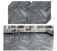 VEELIKE Peel and Stick Floor Tiles Grey Marble Vinyl Flooring Bathroom Stick on Tiles Kitchen Waterproof 24 Pieces Removable Floor Covering Bedroom Lvingroom Garage Renter Griendly 1.5mm 30 cm x 30 cm