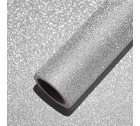 VEELIKE Peel and Stick Silver Glitter Wallpaper Sparkle Silver Vinyl Wrap for Furniture 40 cm × 300 cm Bright Wallpaper for Bedroom Living Room Lining Paper for Drawers Party Decoration Cabinet Cover