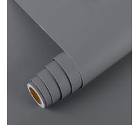 VEELIKE Plain Grey Wallpaper Smooth Soft Thick Wallpaper Sticky Back Plastic Self Adhesive Wallpaper Living Room Wallpaper Worktop Covering Contact Paper Vinyl Wrap Furniture Film 40cm x 300cm