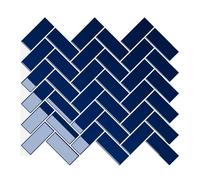 VEELIKE Royal Blue Herringbone Peel and Stick Wall Tiles 6 Sheets Kitchen Backsplash Self Adhesive Bathroom Tile Stickers Waterproof Splash Back Renter Friendly Decor Laundry Room 30.5 cm × 30.5 cm