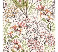 VEELIKE Self-Adhesive Wallpaper Flowers Herbs Floral Wallpaper Tropical Photo Wallpaper Bedroom Bathroom 44.5 cm × 300 cm Wallpaper Leaves Beige Boho Botanical Pattern Wallpaper Furniture Film Flowers