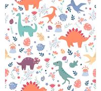 VEELIKE Tropical Dinosaur Wallpaper Self Adhesive Cute Kids Wallpaper for Nursery Boys Room Playroom Classroom Patterned Sticky Back Plastic Roll Removable Dinosaurs Wall Décor Bedroom 44.5cm×300cm