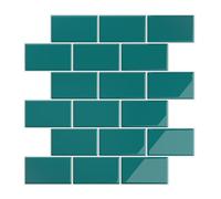 VEELIKE Turquoise Subway Tile Peel and Stick Backsplash Kitchen Wall Tiles Self Adhesive Bathroom Stick on Tiles Kitchen Tile Stickers Blue Back Splash 30.5cm×30.5cm 12 Pieces