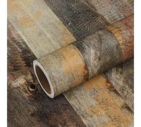 VEELIKE Vintage Brown Wood Wallpaper Self Adhesive Sticky Back Plastic Wood Effect Wallpaper for Bedroom Bathroom Vinyl Wrap for Furniture Shabby Chic Cabinet Kitchen Cupboard Stickers 40cm×300cm
