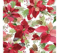 VEELIKE Watercolor Red Poinsettia Floral Wallpaper Winter Christmas Patterned Wallpaper Red Flower Wall Paper Leaf Contact Paper for Walls Furniture Botanical Wall Mural Bedroom Nursery 44.5cm x 300cm