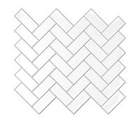 VEELIKE White Herringbone Stick on Wall Tiles Self Adhesive Kitchen Peel and Stick Backsplash Tiles 24 Pieces Waterproof Bathroom Tile Stickers Laundry Room Removable Renter Friendly 30.5 cm × 30.5 cm