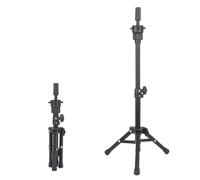 VEELTRAS Wig Stand Tripod Adjustable Metal Mini Wig Head Stand for Training Mannequin Heads and Canvas Block Head (black)