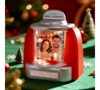 VEELU Custom Christmas Jukebox Machine, Personalised Juke Box Music Player with Speaker, Custom Music Box with Photo Text, Retro Home Decor Customised Gifts Valentine’s Day for Couples Men Women