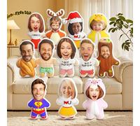 VEELU Custom Face Pillow, Personalized Photo Stuffed Pillows, 3D Printing Head Body Shaped Dog Cat Pillow Plush Doll for Home Sofa Bedding Funny Christmas Halloween Decoration Gifts Him Her Bf Gf