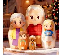 VEELU Custom Portrait Nesting Dolls, Cartoon Russian Nesting Dolls from Photo, Personalised Matryoshka Doll Set for Family, Home Decor Customised Gifts Christmas Anniversary Grandparents Parent