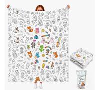 VEELU DIY Colouring Blanket for Adults with 24 Colour Markers, Colour Your Own Throw Blanket, Fun Creative Stress Relief Activity, Home Decor Perfect Birthday Gifts for Women Friends Family (Animals)