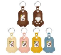 VEELU Dog Hair Keychain Personalized with Name or Photo, Pet Fur Keepsake Memorial Keychain, Pet Memorial Gift for Dogs & Cats, Custom Hair Storage Keychain Leather (Long Paw)