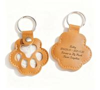 VEELU Dog Hair Keychain Personalized with Name or Photo, Pet Fur Keepsake Memorial Keychain, Pet Memorial Gift for Dogs & Cats, Custom Hair Storage Keychain Leather (Classic Paw Shape)