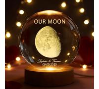 VEELU Personalised Crystal Ball Light Valentines Gifts for Him Her Color Changing 3D Crystal Photo with Wood Base Memorial Gift for Pets Babies Parents Couples Birthdays Anniversary (Style 3)
