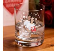 VEELU Personalised Engraved Whiskey Glass Customised Gifts for Men 10oz Whiskey Tumblers with Photo & Text Anniversary Valentines Birthday Gifts for Brother Father Husband Grandad (Style 02)