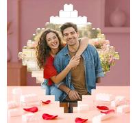 VEELU Personalised Photo Building Bricks Diy Gifts for Men Women Custom Picture Jigsaw Puzzle Blocks Anniversary Birthday Valentines Gifts for Him Her Boyfriend Girlfriend Couple Family