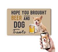VEELU Personalized Door Mat for Front Door Outdoor Dog Beer Funny Custom Welcome Photo Doormat Outside Inside Modern Farmhouse Decor Unique Gift Idea for New Home Realtor Wedding Closing Housewarming