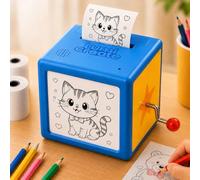VEELU Smart AI Voice Sticker Printer Box, Magic Mini Thermal Printer with Display, Inkless Portable Sticker Maker for Home, Office, Study & DIY Projects, 3Rolls Paper Included (01)