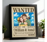 VEELU Valentines Gifts for Him Her, Custom Anime Wanted Portrait Couple, Canvas Prints with Your Photos, Wanted Poster with Text, Personalised Gifts Birthday Anniversary for Anime Lovers (Style 1)
