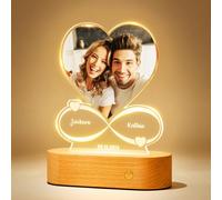 VEELU Valentines Gifts for Him Her, Personalised Photo Frame with Picture, Custom Picture Frames with Night Light, Home Decoration Anniversary Birthday Gifts for Boyfriend Girlfriend Husband Wife