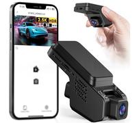 Veement Dash Cam Front and Inside 2.5K+1080P Mini Camera for Cars, Hidden Car Camera Front and Interior, Super Night Vision, 4 IR LEDs, G-Sensor, 24H Parking Mode, Loop Recording, With 32GB Card, Dark