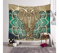 VEEMONIK Bohemian Elephant Tapestry - Mandala Boho Vintage Watercolor Yoga Wall Hanging Indian Art Home Decoration Bedroom Decor Living Room Door Curtain Balcony Sheer Room Divider 90.5" × 70.8"