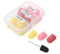 Veemoon 1 Box Replaceable Nail Sander Sanding Caps with Shaft Fine Grit Bands for Acrylic Gel Manicures Pedicure Dead Skin and Callus Removal Portable Foot Care Grinding Heads for Home and