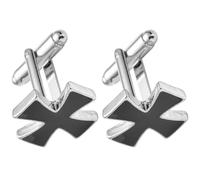 Veemoon 1 Pair Black Cross Shape Alloy Cufflinks for Men Lightweight and Safe to Clothes or Hands Suitable for Wedding and Business Partnerships