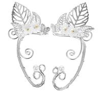 Veemoon 1 Pair Creative Leaf Elf Ear Non Pierced Clip Earrings for Women Unique Handmade Jewelry for Festivals Parties and Cosplay