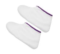 Veemoon 1 Pair Foot Paraffin Wax Warming Covers Spa Therapy Foot Care Sleeves for Moisturizing and Heat Retention, Thin White Paraffin Wax Bags Purple Edges for Professional Use
