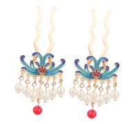 Veemoon 1 Pair Vintage Pearl Hair Stick Retro Chinese Hair Chopsticks for Women Elegant Hairpins for Weddings Parties and Traditional Dress Up