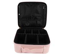 Veemoon 1 PC Hand Held Makeup Brush Case Large Capacity Travel Toiletry Bag Organizer for Cosmetics Portable Makeup Tool Container Pink PU for Home The Go Use
