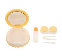 Veemoon 1 Set Contact Lens Case Travel Storage Organizer with Applicator Tweezers (Biscuit Shaped) - Plastic Circular Lens Holder Container for Women