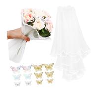 Veemoon 1 Set Decorative Flower Wrapping with Pearl Edge Mesh and Colorful Butterflies for Weddings Anniversaries and Parties Easy to Use Florist Supplies for Stunning Bouquets