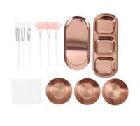 Veemoon 1 Set Facemask Mixing tool - Mask Applicator Kit with Stainless Steel Facial Bowls Fan Brushes Serving Tray for Brightening Facial Treatment (Rose Gold)