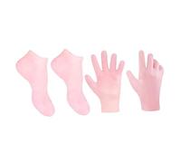 Veemoon 1 Set Moisturizing Socks Callus Remover Gloves Set of Pink Foot Care Socks Gloves for Soft Smooth Skin Gentle Exfoliation for Dry Cracked Feet and Hands
