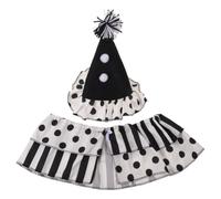 Veemoon 1 Set Ruffled Clown Hat & Collar, Clown Dress Up Accessories | Clown Accessories Kit, Neck Collar Costume, Vintage Clown Collar, Black White Costume Set for Circus Party